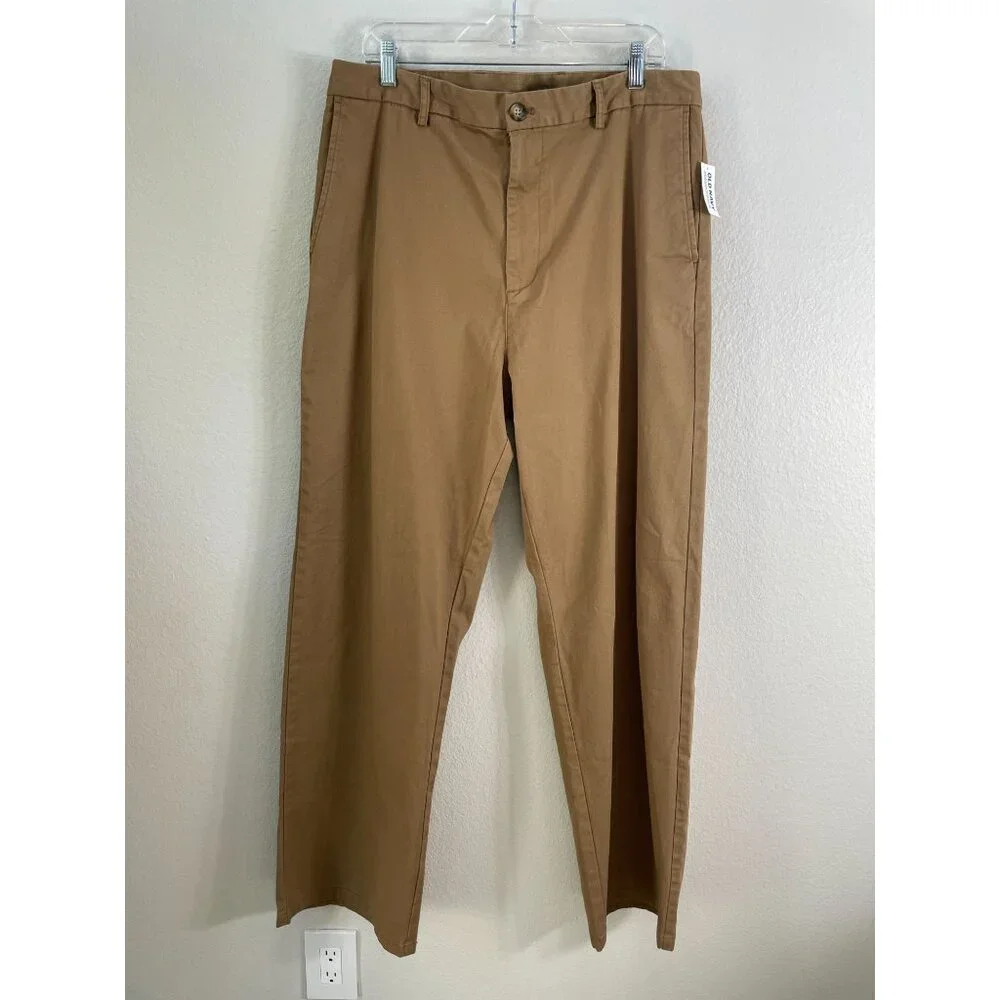 NEW Old Navy‎ Mens 38x34 Baggy Rotation Chino Pants Built-In Flex Brown